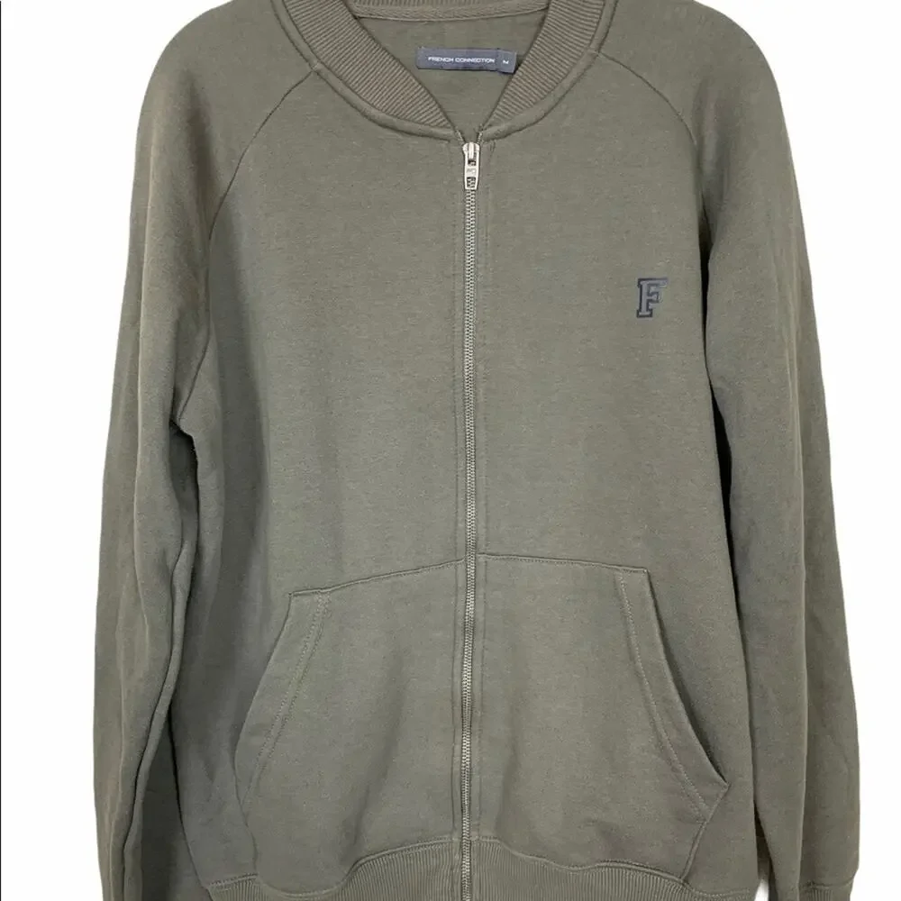 French Connection Baseball Zip Through Logo Jacket M